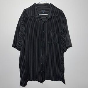 Mens Shirt XLT Striped Button Up Shirt Black Short Sleeve Casual Lightweight